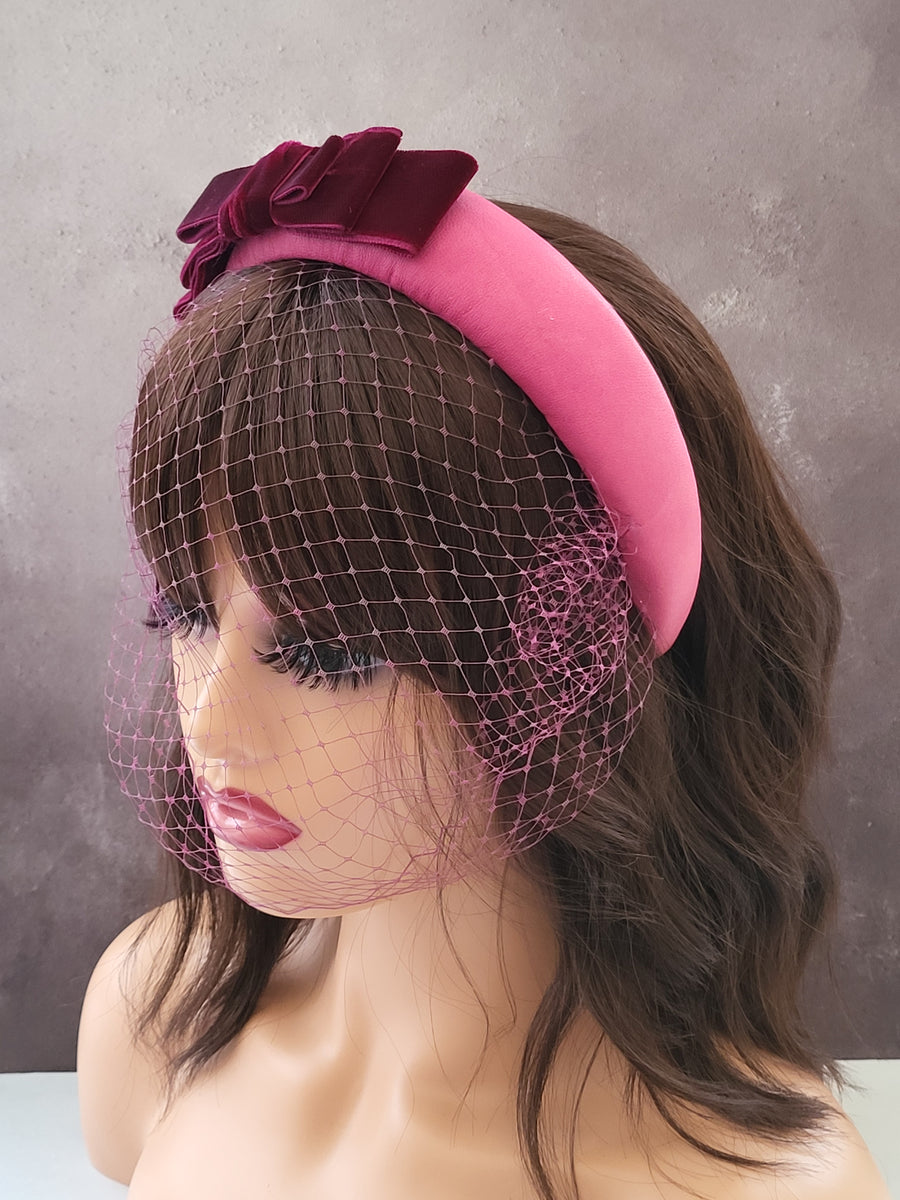 Pink Vintage Flower Veil - Pink - Birdcage Veil - Bridal Veil - Pink Birdcage sold Veil - Pink Veil - Blusher Veil - Bridal Headpiece - Vintage