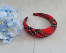 Load image into Gallery viewer, Red Tartan Padded headband, 4 cm wide, Royal Stuart Check Plaid