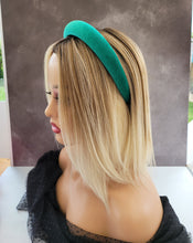 Load image into Gallery viewer, Jade Green Velvet Padded headband 2.5 cms wide