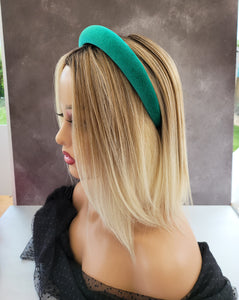 Jade Green Velvet Padded headband 2.5 cms wide