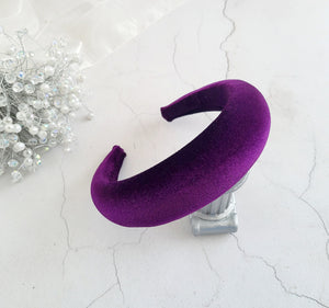 Black Velvet Padded 4 cm Wide headband (colour options)