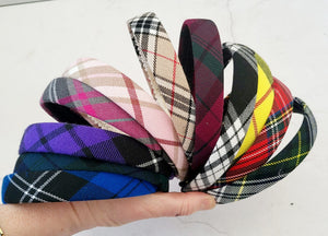 Tartan Check Plaid Headband, Alice Band, 2 cms width,