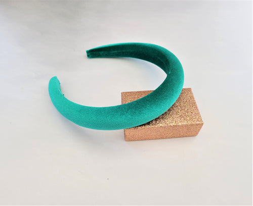 Jade Green Velvet Padded headband 2.5 cms wide