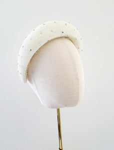 Ivory Crystal Veiled Fascinator, Wedding Headband, 6.5 cms Wide
