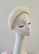 Load image into Gallery viewer, Ivory Crystal Veiled Fascinator, Wedding Headband, 6.5 cms Wide