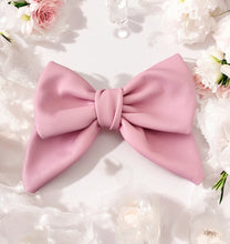 Load image into Gallery viewer, Large Pink Leather Bow Oversized Bow Fascinator