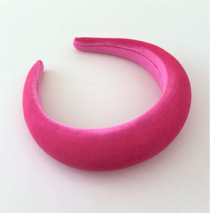 Black Velvet Padded 4 cm Wide headband (colour options)