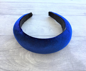 Black Velvet Padded 4 cm Wide headband (colour options)