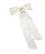 Load image into Gallery viewer, Bridal Satin Bow Hair Clip, Double Bow with tails