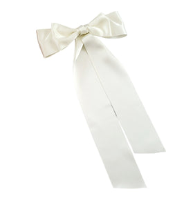 Bridal Satin Bow Hair Clip, Double Bow with tails