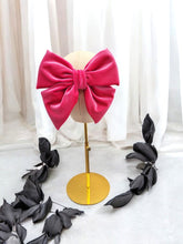 Load image into Gallery viewer, Large Pink Velvet Bow, Back Bow Hair Clip, 17 cms wide, Oversized Style,