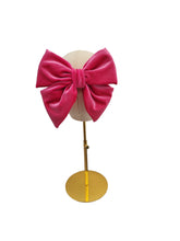 Load image into Gallery viewer, Large Pink Velvet Bow, Back Bow Hair Clip, 17 cms wide, Oversized Style,