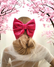 Load image into Gallery viewer, Large Pink Velvet Bow, Back Bow Hair Clip, 17 cms wide, Oversized Style,