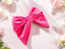 Load image into Gallery viewer, Large Pink Velvet Bow, Back Bow Hair Clip, 17 cms wide, Oversized Style,