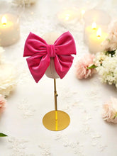 Load image into Gallery viewer, Large Pink Velvet Bow, Back Bow Hair Clip, 17 cms wide, Oversized Style,