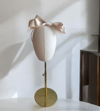 Load image into Gallery viewer, Cream Satin Bow Headband Fascinator, with Veiling