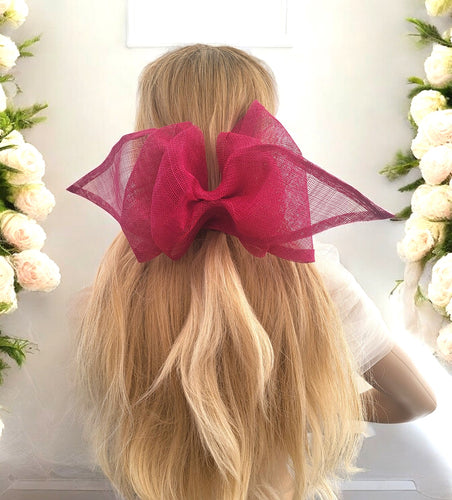 Large Pink Bow Fascinator, Back bow hatinator, 45 cms wide, colour options