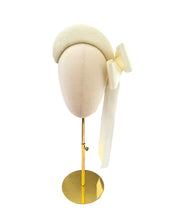 Load image into Gallery viewer, Ivory Tapered Style Fascinator, Sinamay with Satin Bow, 10 cms 4 inches wide with tails