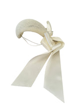 Load image into Gallery viewer, Ivory Tapered Style Fascinator, Sinamay with Satin Bow, 10 cms 4 inches wide with tails