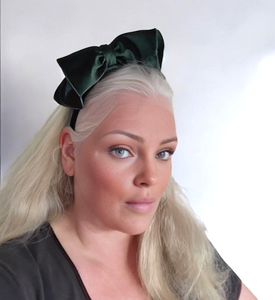 Dark Olive Green Velvet Bow Padded headband