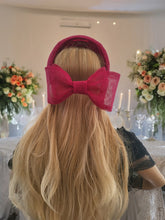 Load image into Gallery viewer, Fuchsia Pink Headband Fascinator, with Back Bow, 10 cms wide