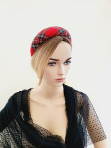 Red Tartan Padded headband, 4 cm wide, Royal Stuart Check Plaid