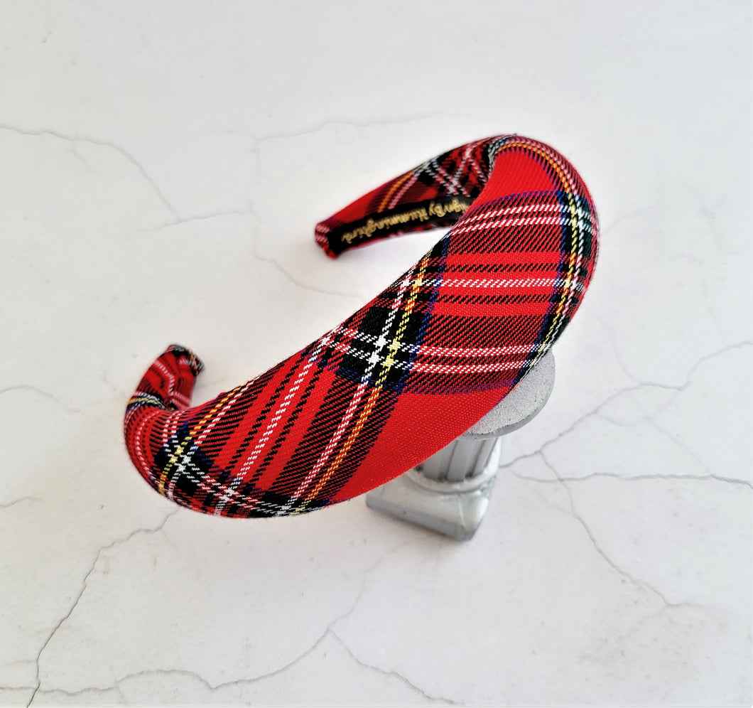 Red Tartan Padded headband, 4 cm wide, Royal Stuart Check Plaid