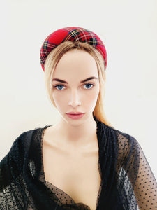 Red Tartan Padded headband, 4 cm wide, Royal Stuart Check Plaid