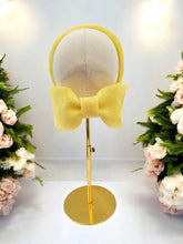 Load image into Gallery viewer, Yellow Bow Headband Fascinator, with Back Bow, 5.5 cms wide