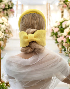 Yellow Bow Headband Fascinator, with Back Bow, 5.5 cms wide